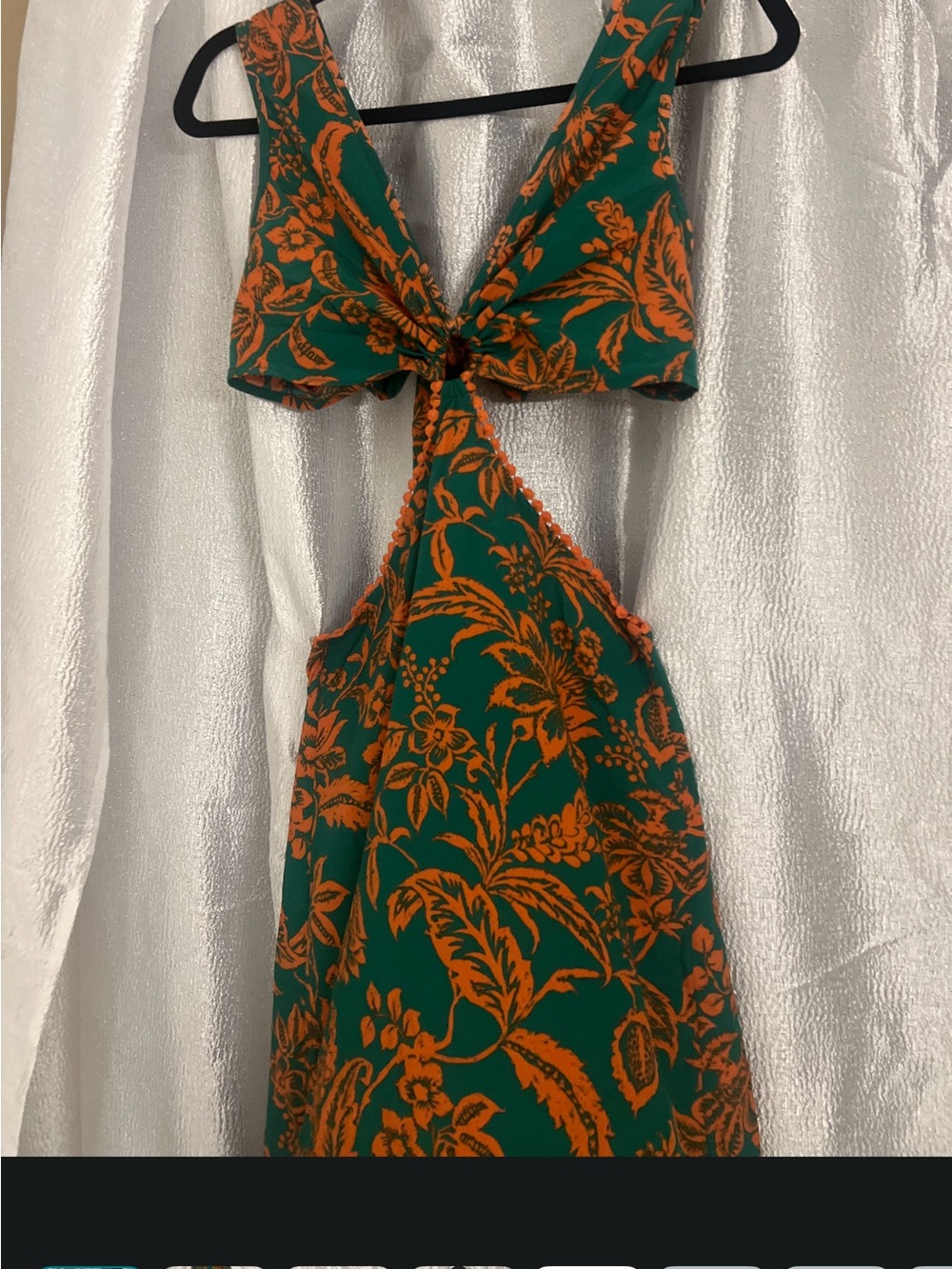 SHEIN Green & Orange Floral Backless Cutout Dress